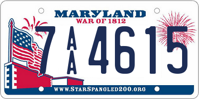 MD license plate 7AA4615