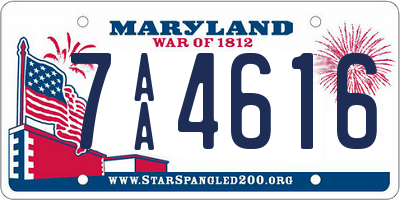 MD license plate 7AA4616