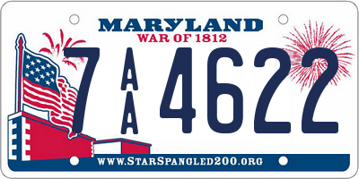 MD license plate 7AA4622