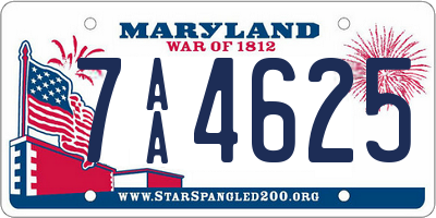 MD license plate 7AA4625