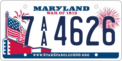 MD license plate 7AA4626