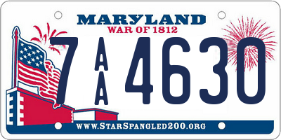 MD license plate 7AA4630