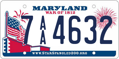 MD license plate 7AA4632