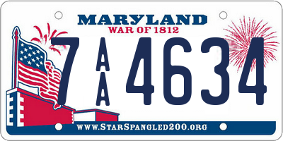 MD license plate 7AA4634