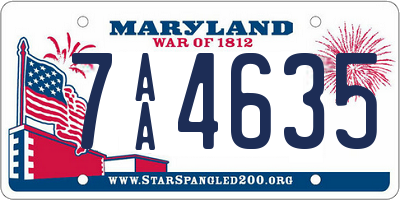 MD license plate 7AA4635