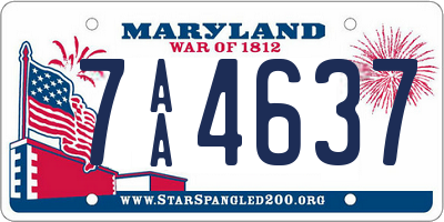 MD license plate 7AA4637