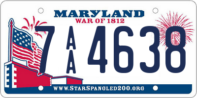 MD license plate 7AA4638