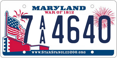 MD license plate 7AA4640