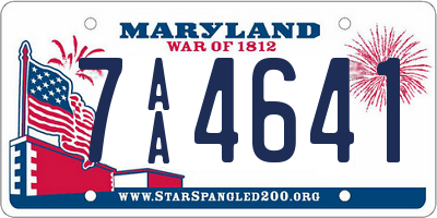 MD license plate 7AA4641