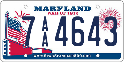 MD license plate 7AA4643