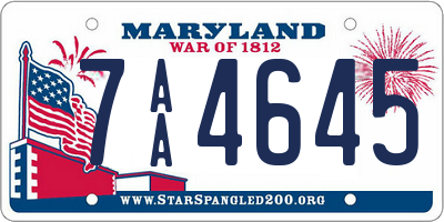 MD license plate 7AA4645