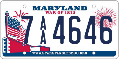 MD license plate 7AA4646