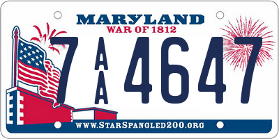 MD license plate 7AA4647