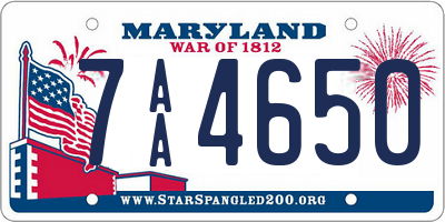 MD license plate 7AA4650