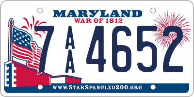 MD license plate 7AA4652