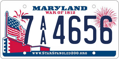 MD license plate 7AA4656