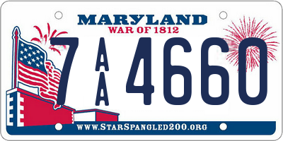 MD license plate 7AA4660