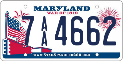 MD license plate 7AA4662