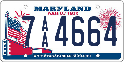 MD license plate 7AA4664