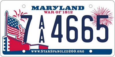 MD license plate 7AA4665