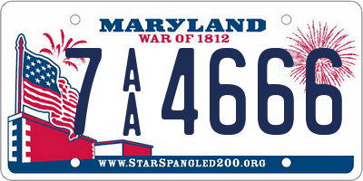 MD license plate 7AA4666