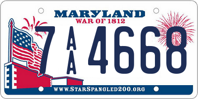 MD license plate 7AA4668