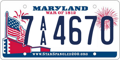 MD license plate 7AA4670