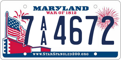 MD license plate 7AA4672