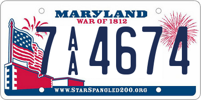 MD license plate 7AA4674