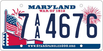 MD license plate 7AA4676