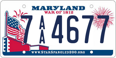 MD license plate 7AA4677