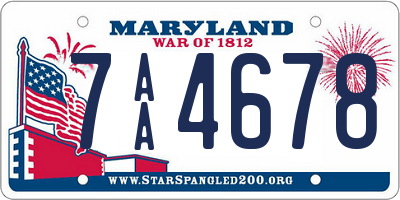 MD license plate 7AA4678