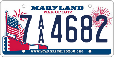 MD license plate 7AA4682