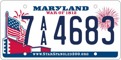 MD license plate 7AA4683