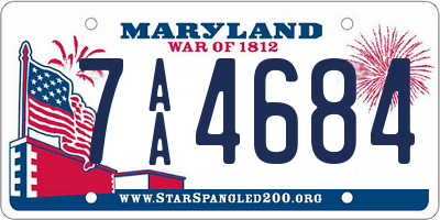 MD license plate 7AA4684