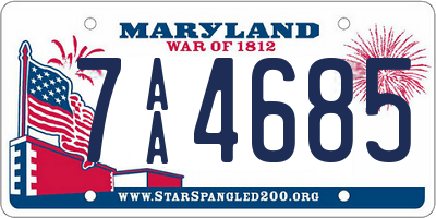 MD license plate 7AA4685