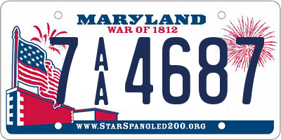 MD license plate 7AA4687