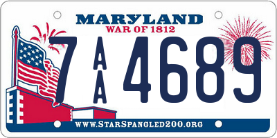 MD license plate 7AA4689