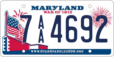 MD license plate 7AA4692