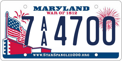 MD license plate 7AA4700