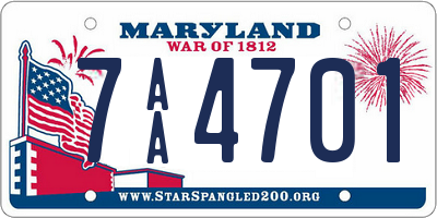 MD license plate 7AA4701