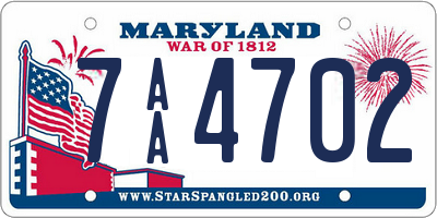 MD license plate 7AA4702