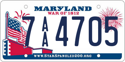 MD license plate 7AA4705