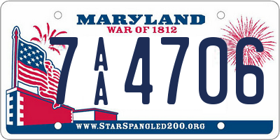 MD license plate 7AA4706