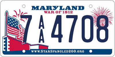 MD license plate 7AA4708