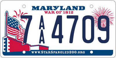 MD license plate 7AA4709