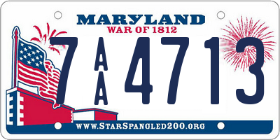 MD license plate 7AA4713