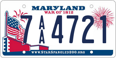 MD license plate 7AA4721