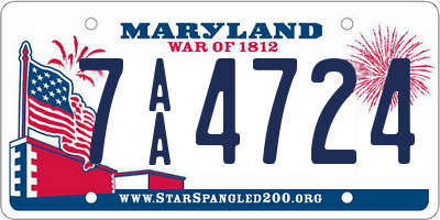 MD license plate 7AA4724