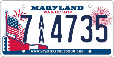 MD license plate 7AA4735